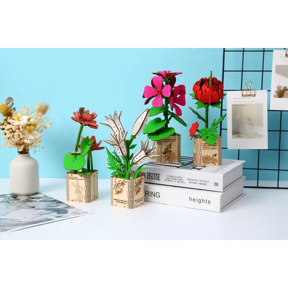 LeWood 3D Fa Puzzle Muskátli