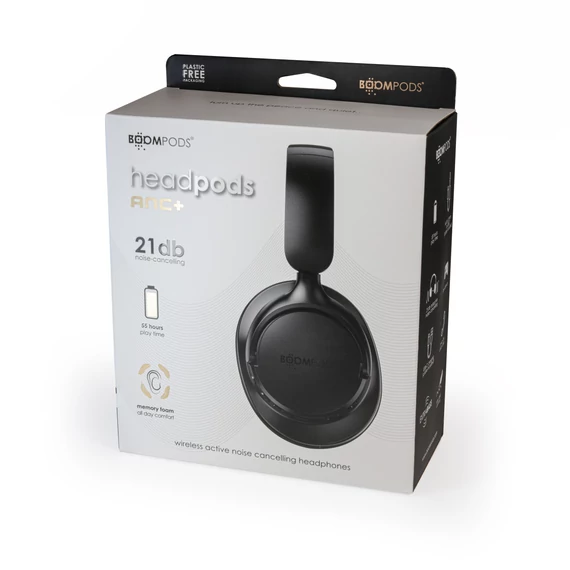 Boompods HeadPods ANC+ Zajszűrős Fejhallgató - Fekete