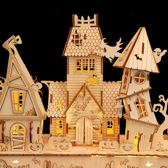 LeWood 3D Fa Puzzle Halloween House Diorama