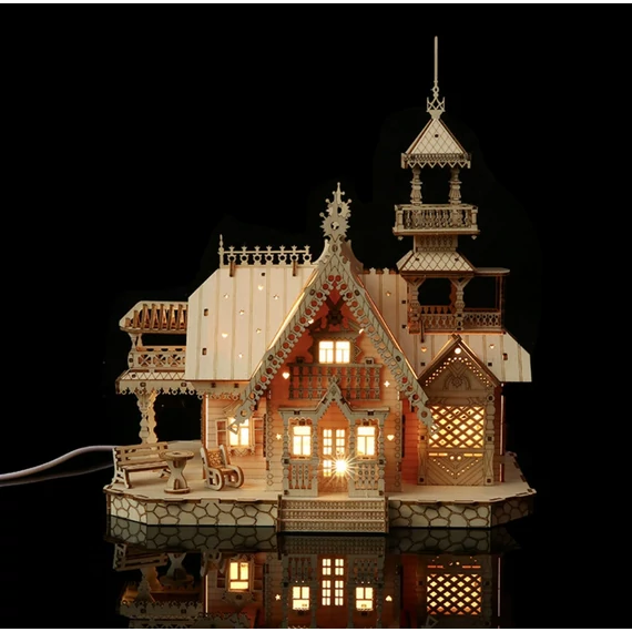 LeWood 3D Fa Puzzle Villa with light