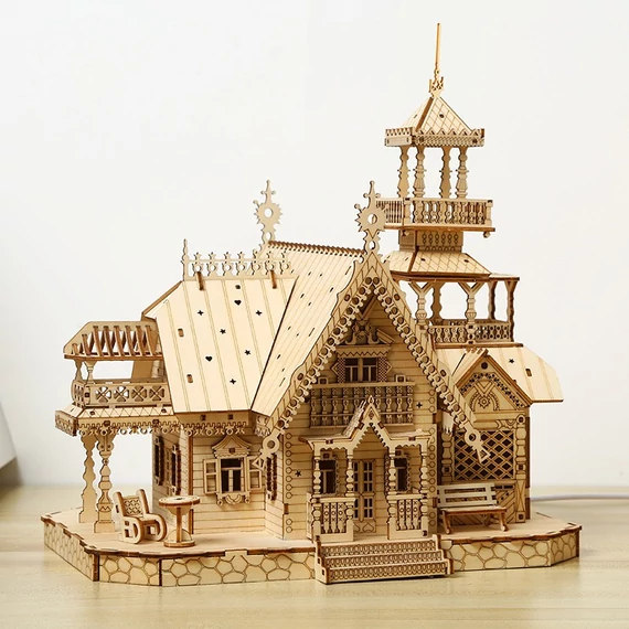 LeWood 3D Fa Puzzle Villa with light