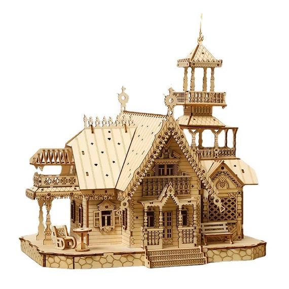 LeWood 3D Fa Puzzle Villa with light