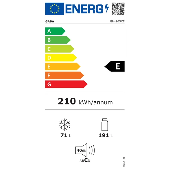 Gaba GH-265XE alulfagyasztós kombinált hűtőszekrény 262 L inox