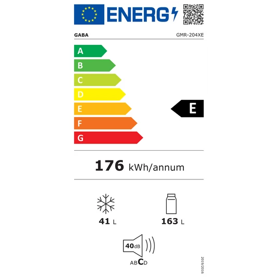 Gaba GMR-204XE felülfagyasztós kombinált hűtőszekrény 204 L inox
