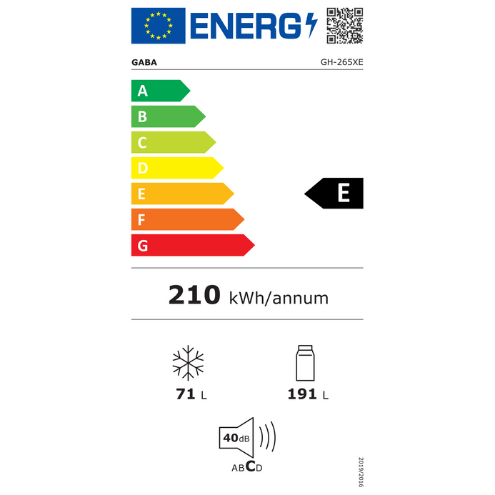 Gaba GH-265XE alulfagyasztós kombinált hűtőszekrény 262 L inox EU energiacímke