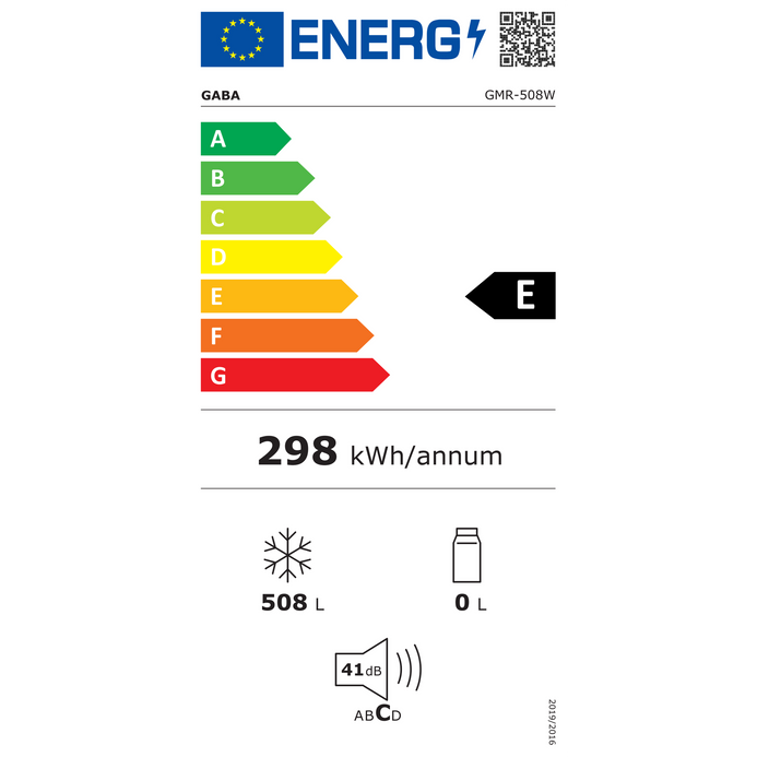 Gaba GMR-508W Fagyasztóláda 508 L 2 Ajtós Görgős Fehér EU energiacímke
